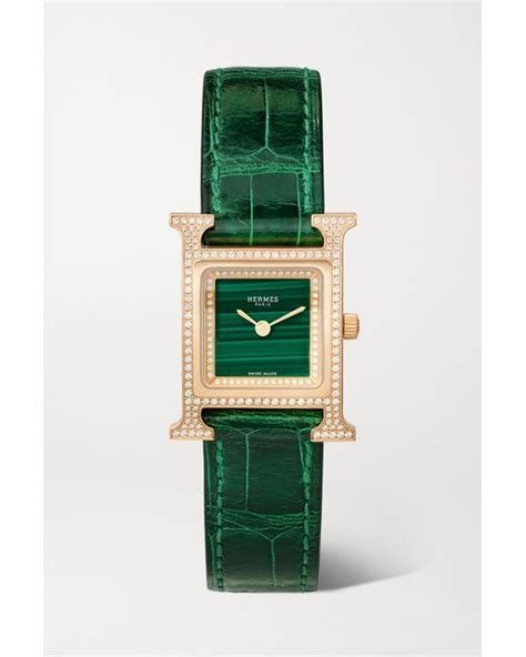 hermes alligator heure h watch mm vert anis